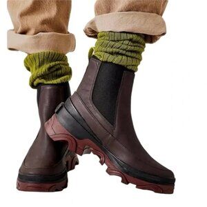 Sorel NWOB Brex Waterproof Leather Chelsea Boots Cinder Black Women's US 9 EU 40